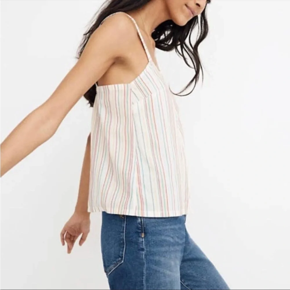 NWT MADEWELL Rainbow Stripes Cami Top Tank Button Front L8458